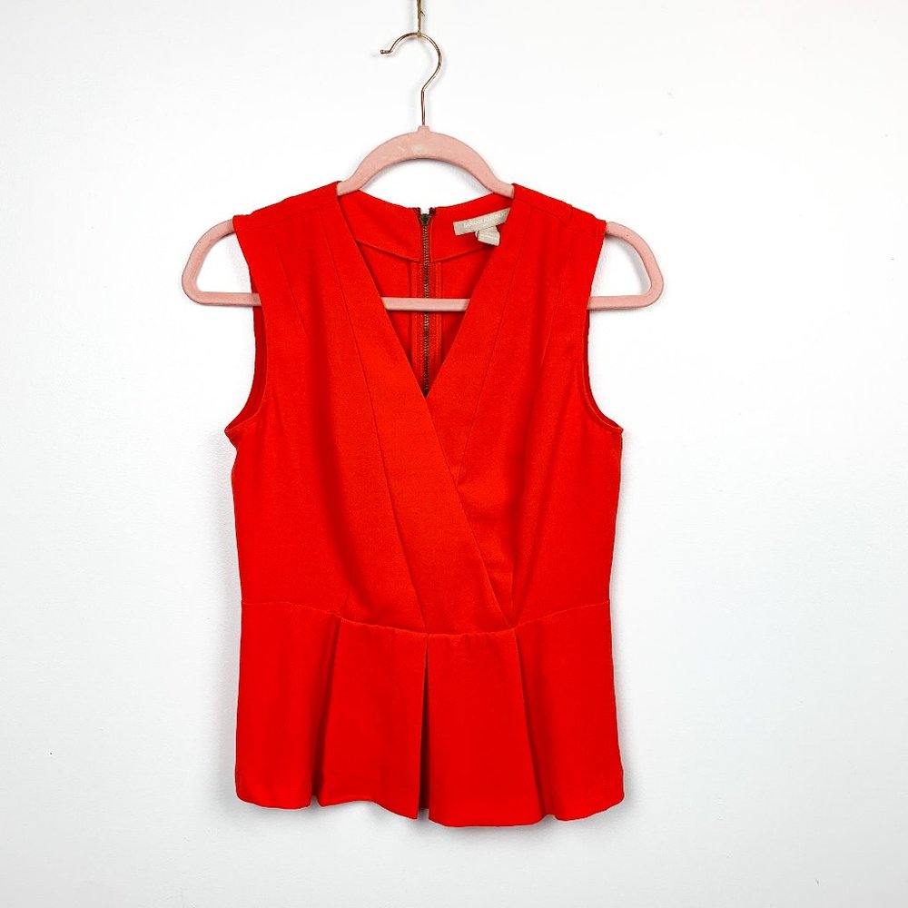 Banana Republic Red Sleeveless Peplum Blouse